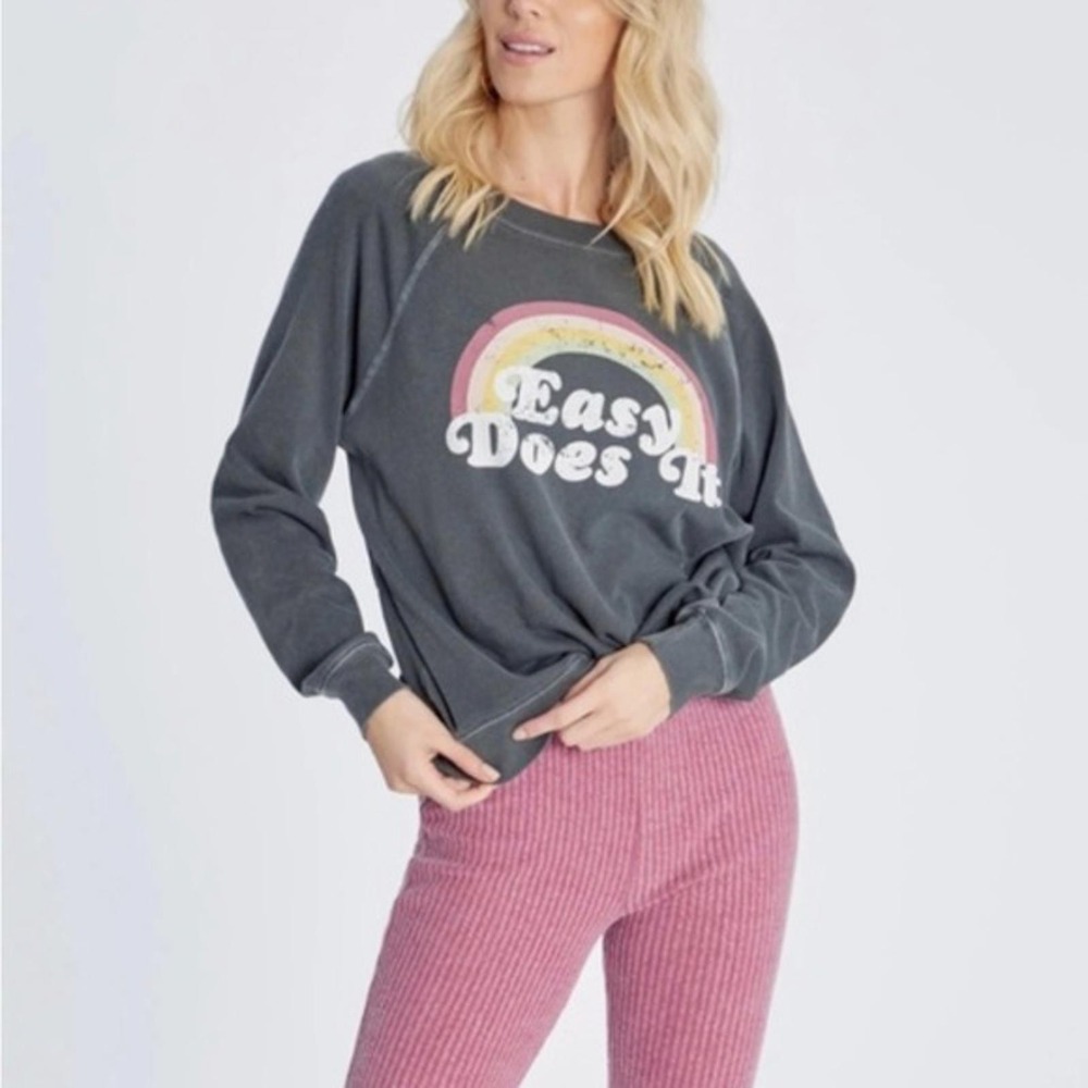 Wildfox Gray Easy Does It Crewneck Sweatshirt Small NWT As Seen On‎ TV